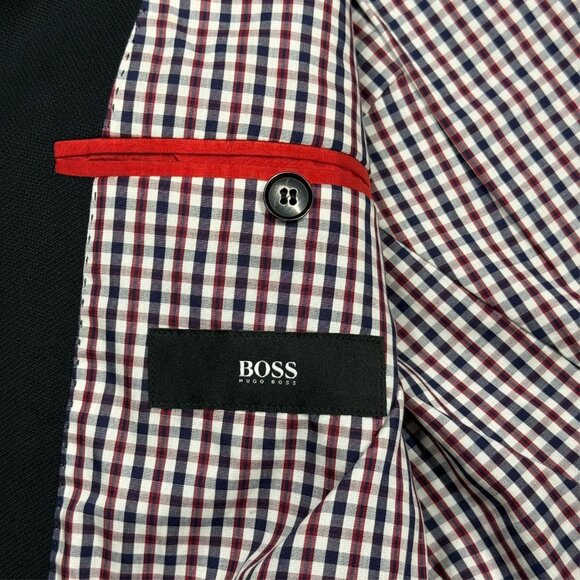 Hugo Boss Black Blazer Wool Sport Coat Textured Maselli4 100% Silk Lining 46R - Picture 8 of 10